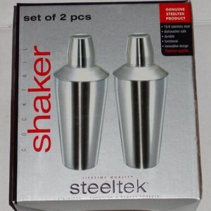 2 pc Steeltek Cocktail Shaker 18/8 Stainless Steel